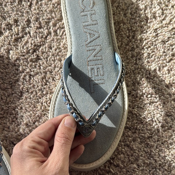 CHANEL denim chain flip flops size 40 - Picture 9 of 14